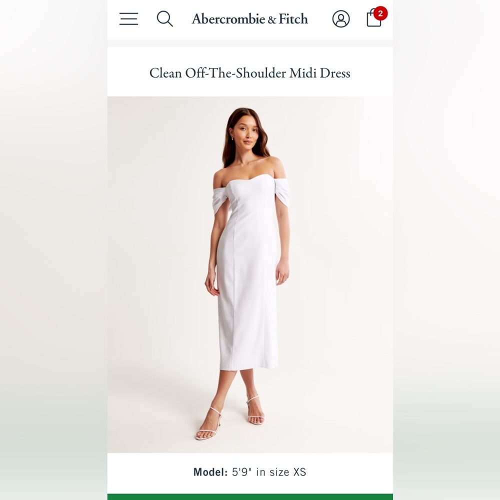 Abercrombie & Fitch Clean White Off-Shoulder Midi Dress